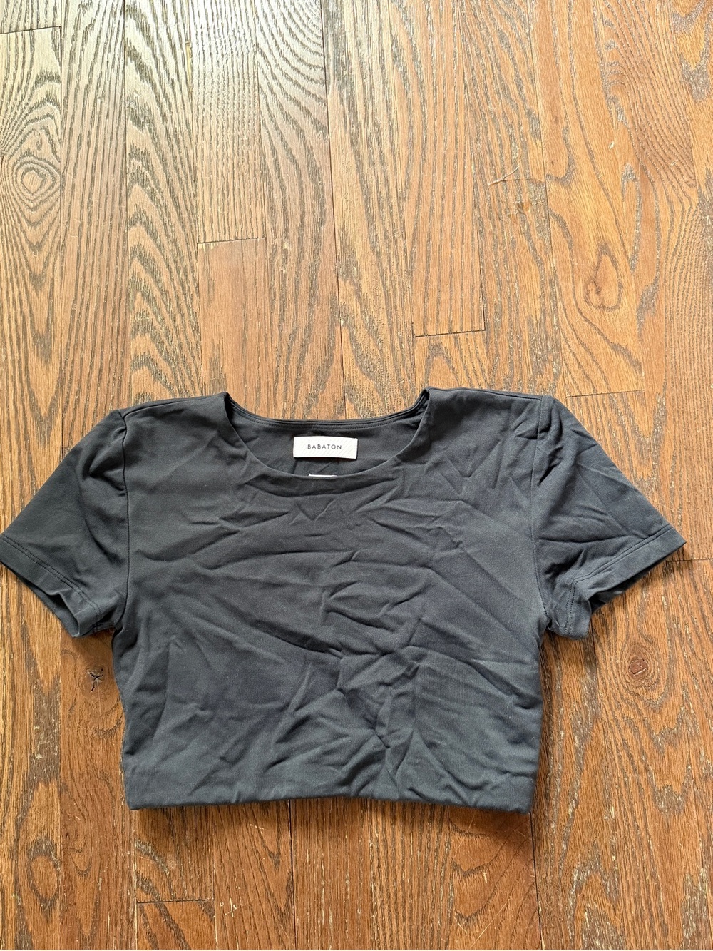 Aritzia Babaton Black Crop Tee